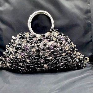 Handmade beaded black clutch / purse